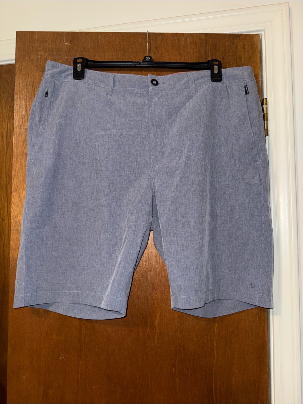 7 Diamonds Men's Heather Light Blue Performance Flat-Front Shorts
